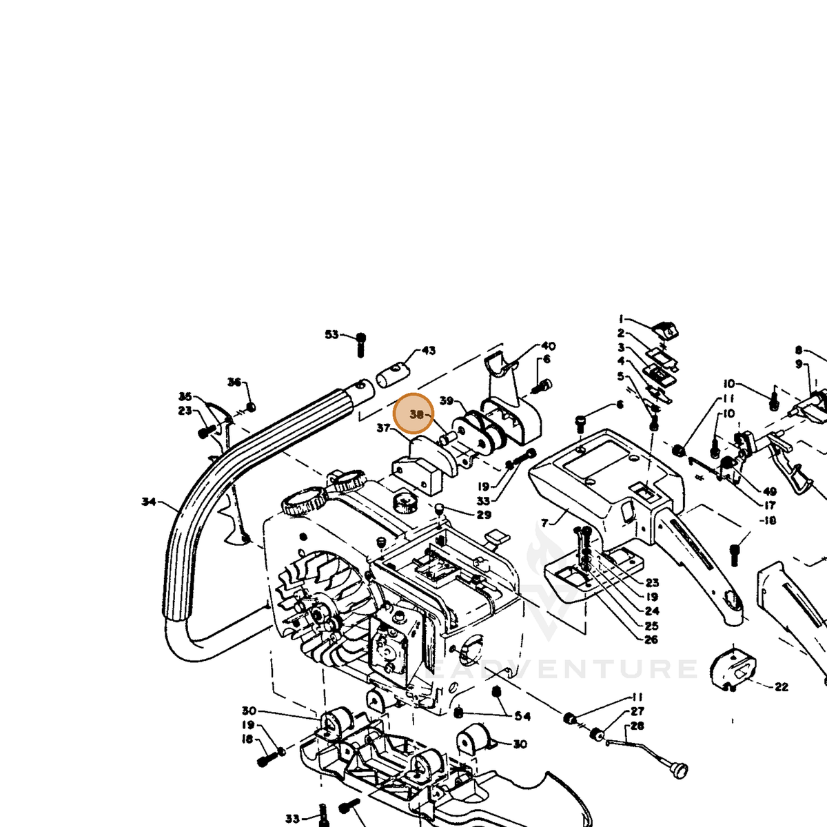 ECHO part 35163710230 — IPL diagram snippet (6x zoom, amber highlight)