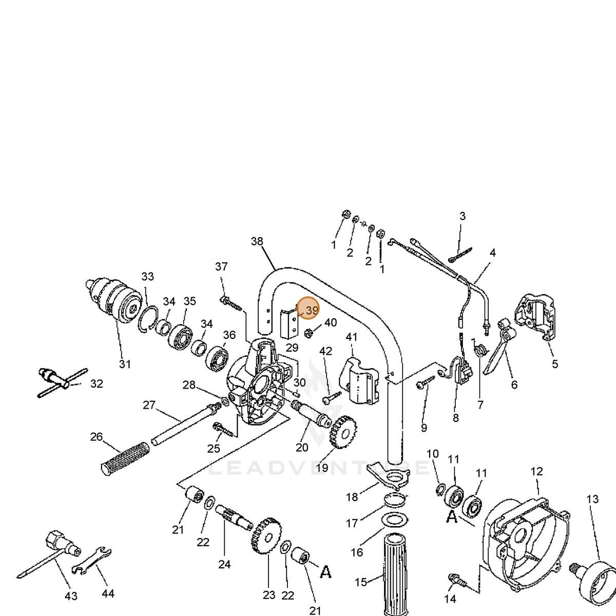 ECHO part 35164105560 — IPL diagram snippet (6x zoom, amber highlight)