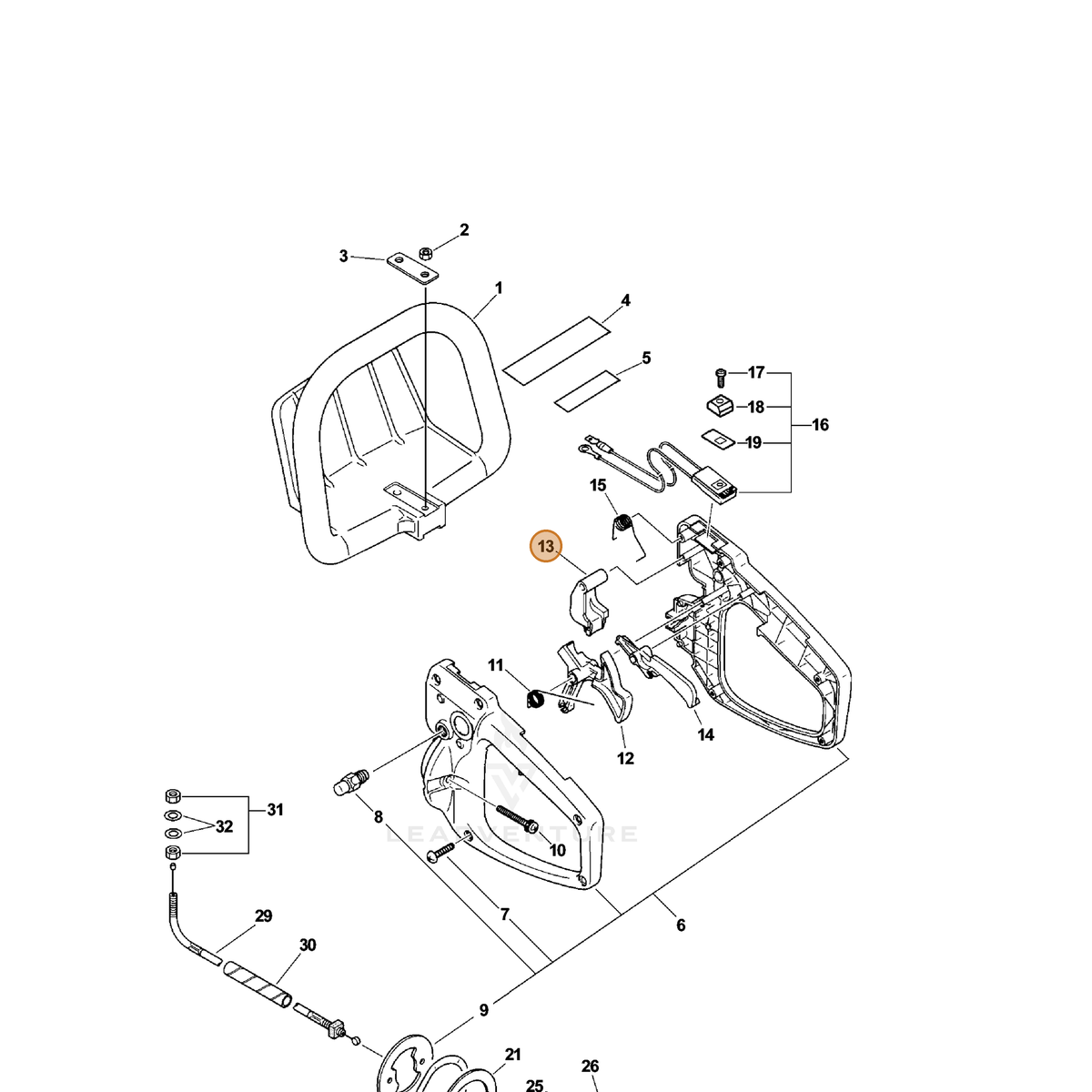 ECHO part 35164813360 — IPL diagram snippet (6x zoom, amber highlight)