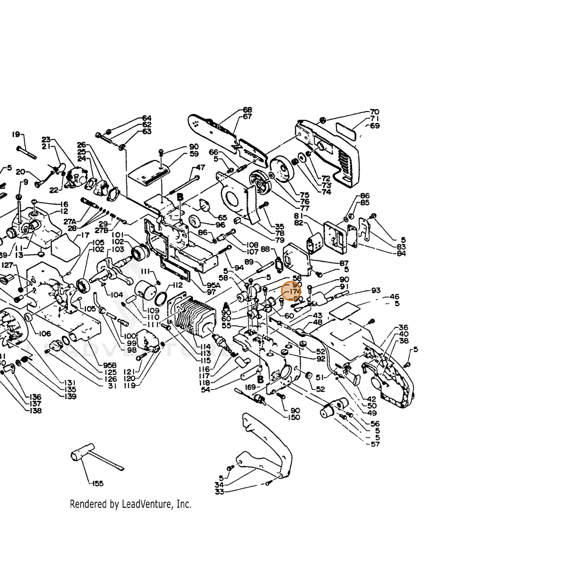 ECHO part 35164915030 — IPL diagram snippet (6x zoom, amber highlight)