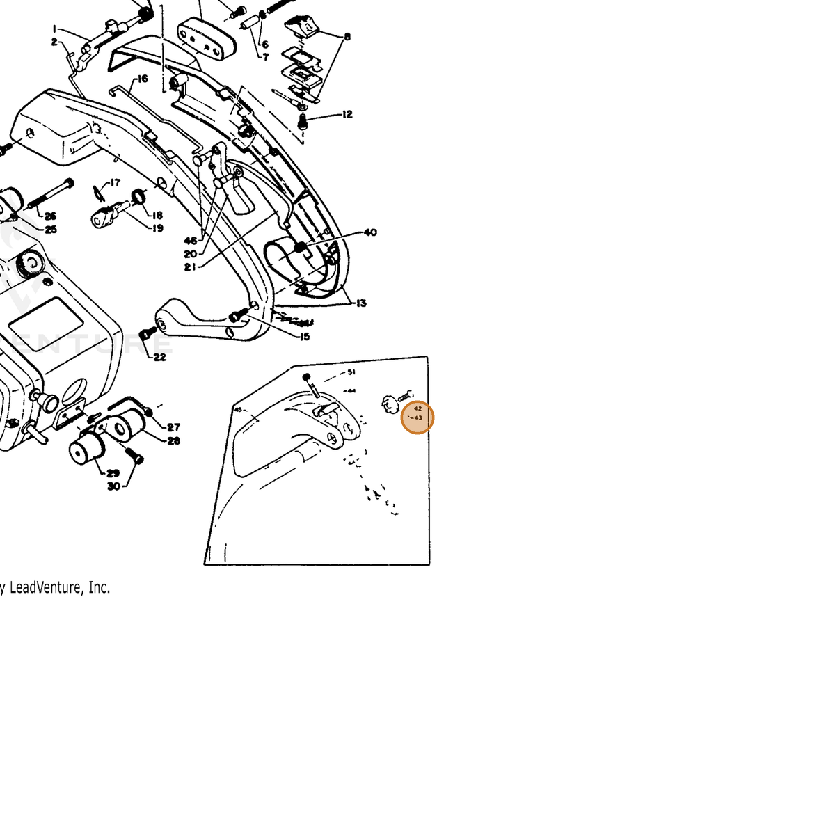 ECHO part 35183310130 — IPL diagram snippet (6x zoom, amber highlight)