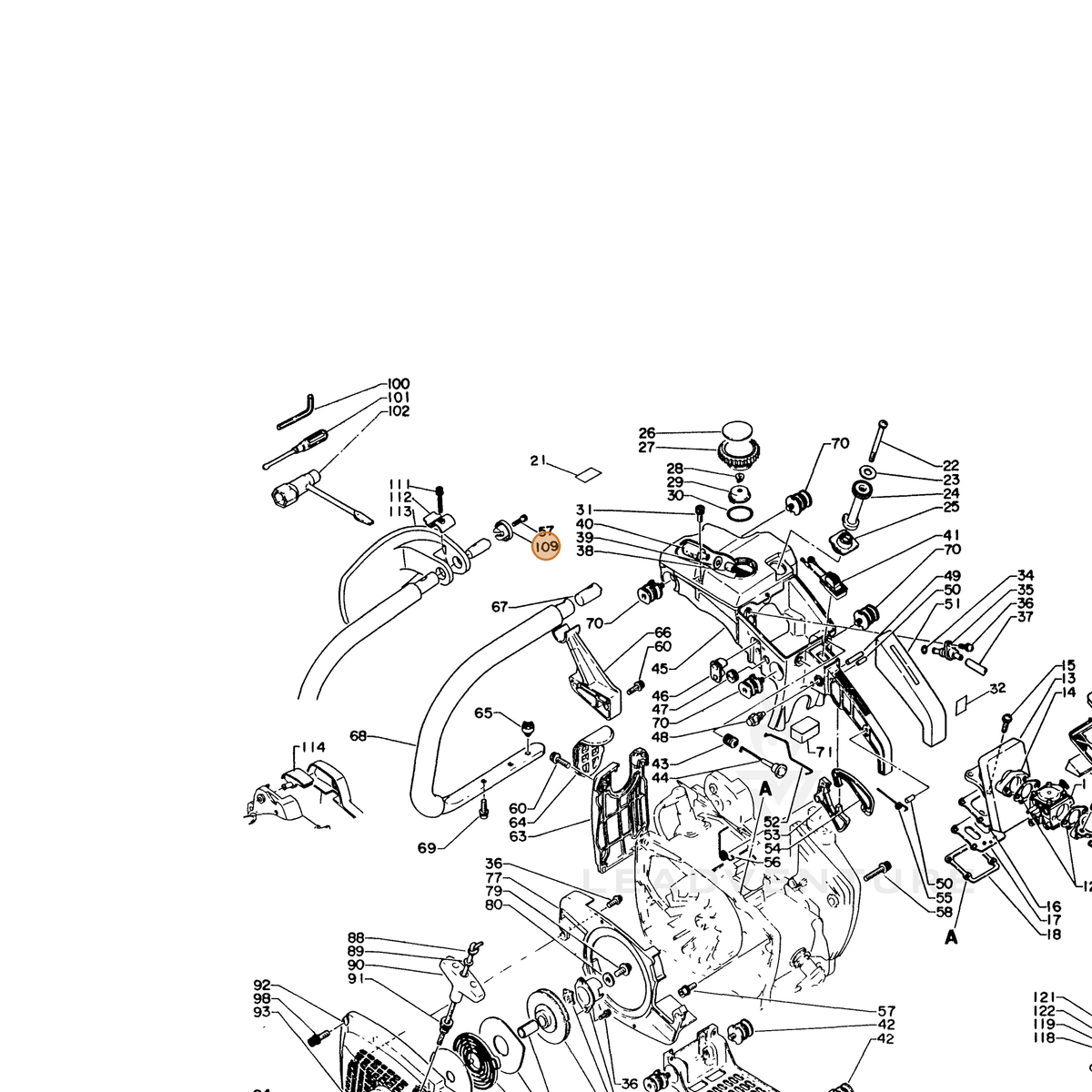 ECHO part 35183316030 — IPL diagram snippet (6x zoom, amber highlight)