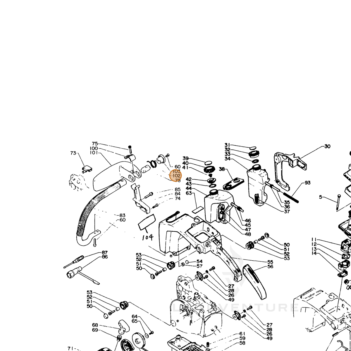ECHO part 35183615130 — IPL diagram snippet (6x zoom, amber highlight)