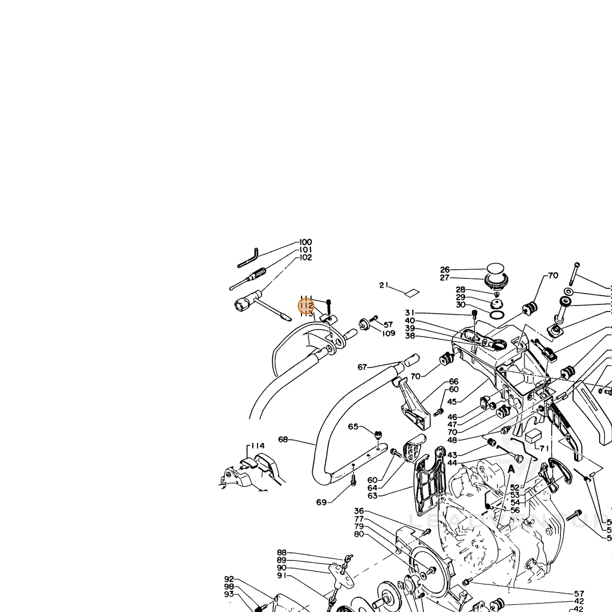 ECHO part 35184016030 — IPL diagram snippet (6x zoom, amber highlight)