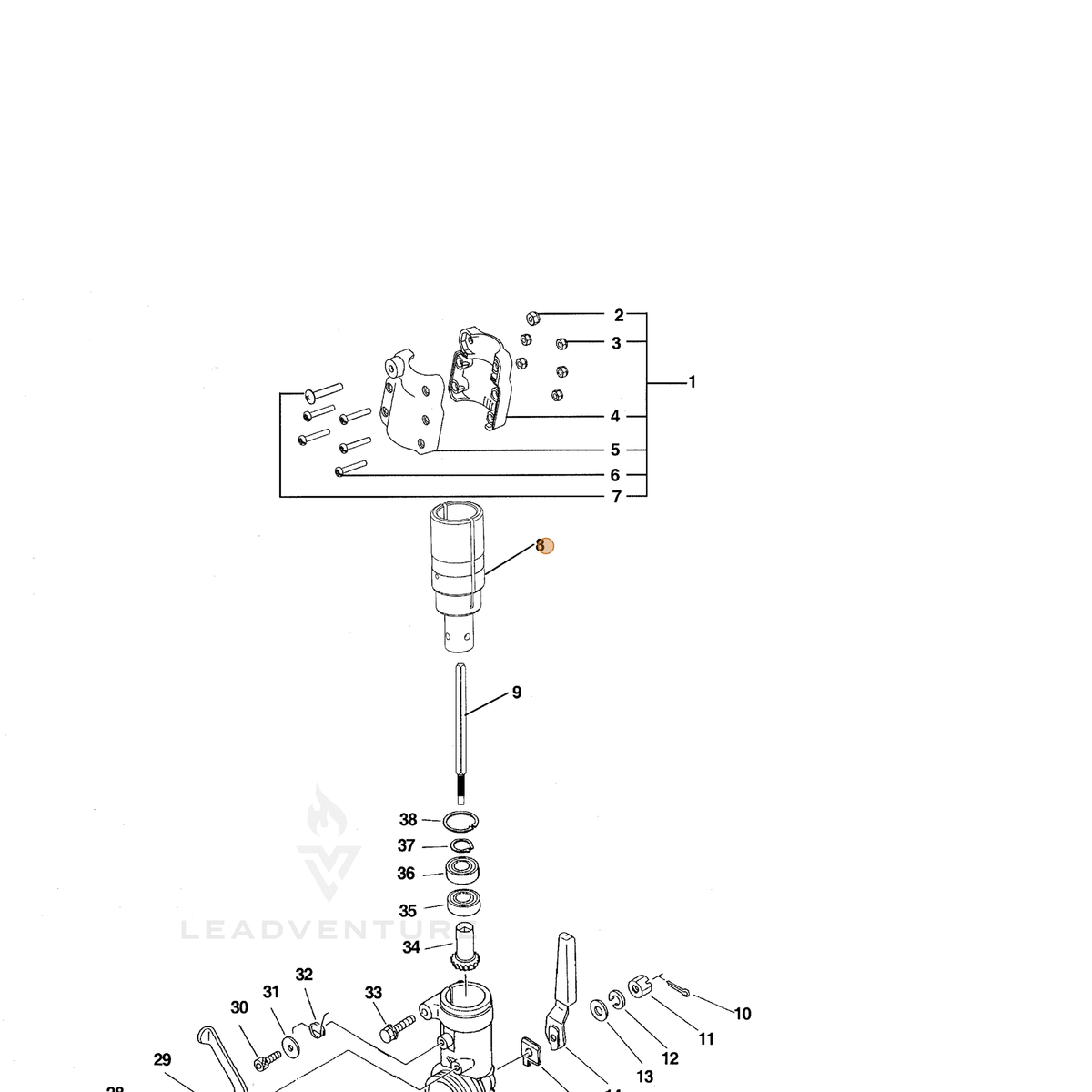 ECHO part 35205326160 — IPL diagram snippet (6x zoom, amber highlight)