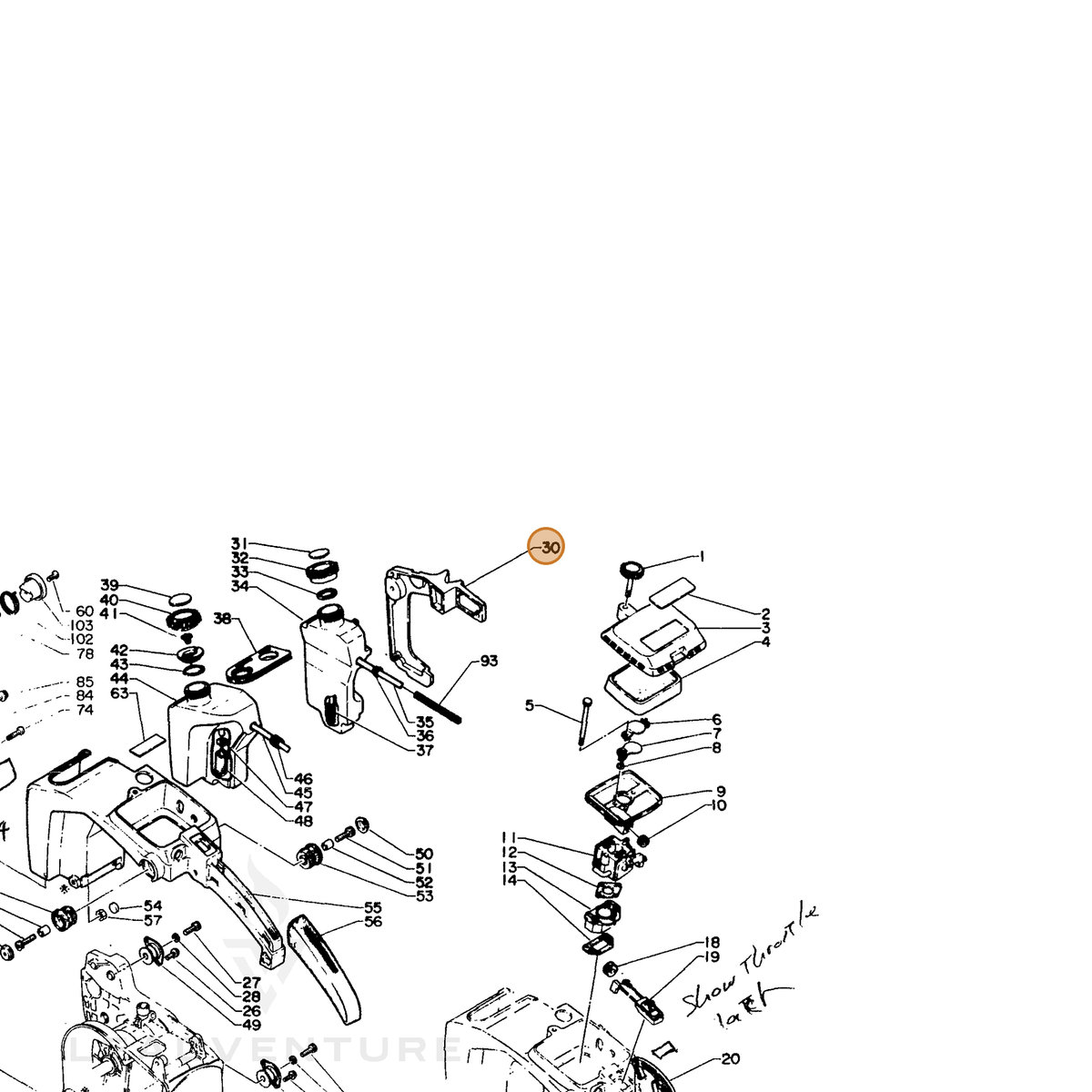 ECHO part 35210515130 — IPL diagram snippet (6x zoom, amber highlight)