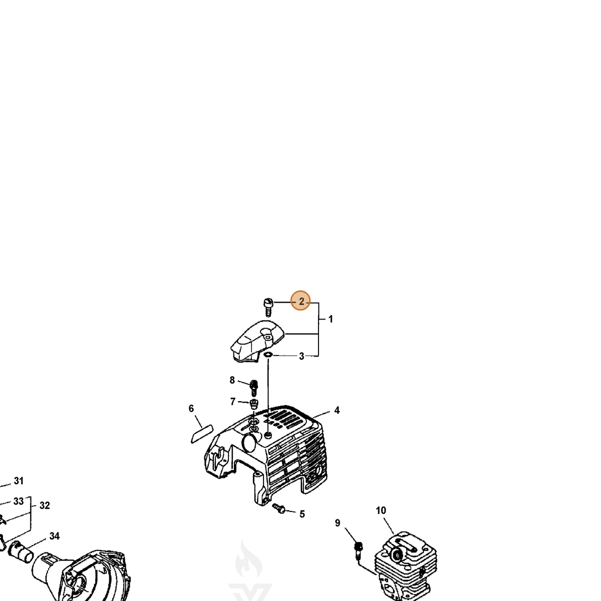 ECHO part 35232555230 — IPL diagram snippet (6x zoom, amber highlight)