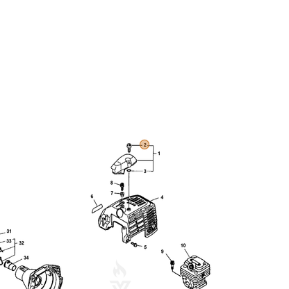 ECHO part 35232555230 — IPL diagram snippet (6x zoom, amber highlight)