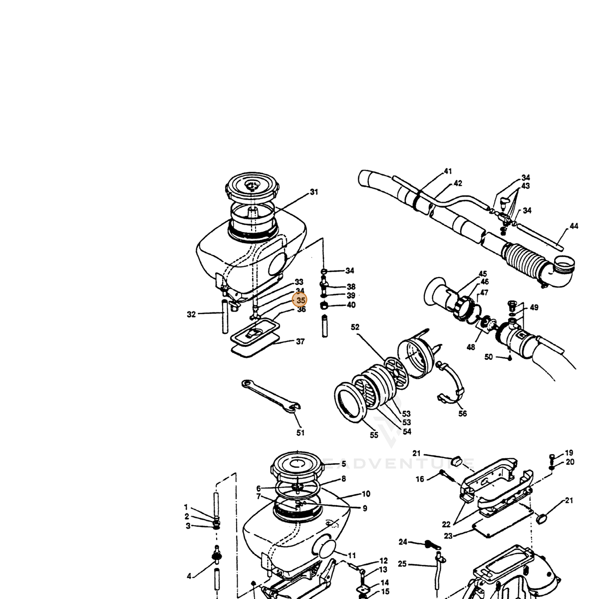 ECHO part 35501200910 — IPL diagram snippet (6x zoom, amber highlight)