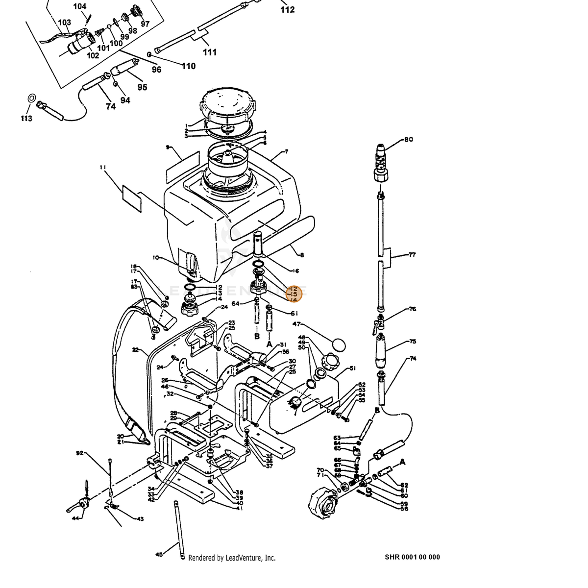 ECHO part 35701010510 — IPL diagram snippet (6x zoom, amber highlight)