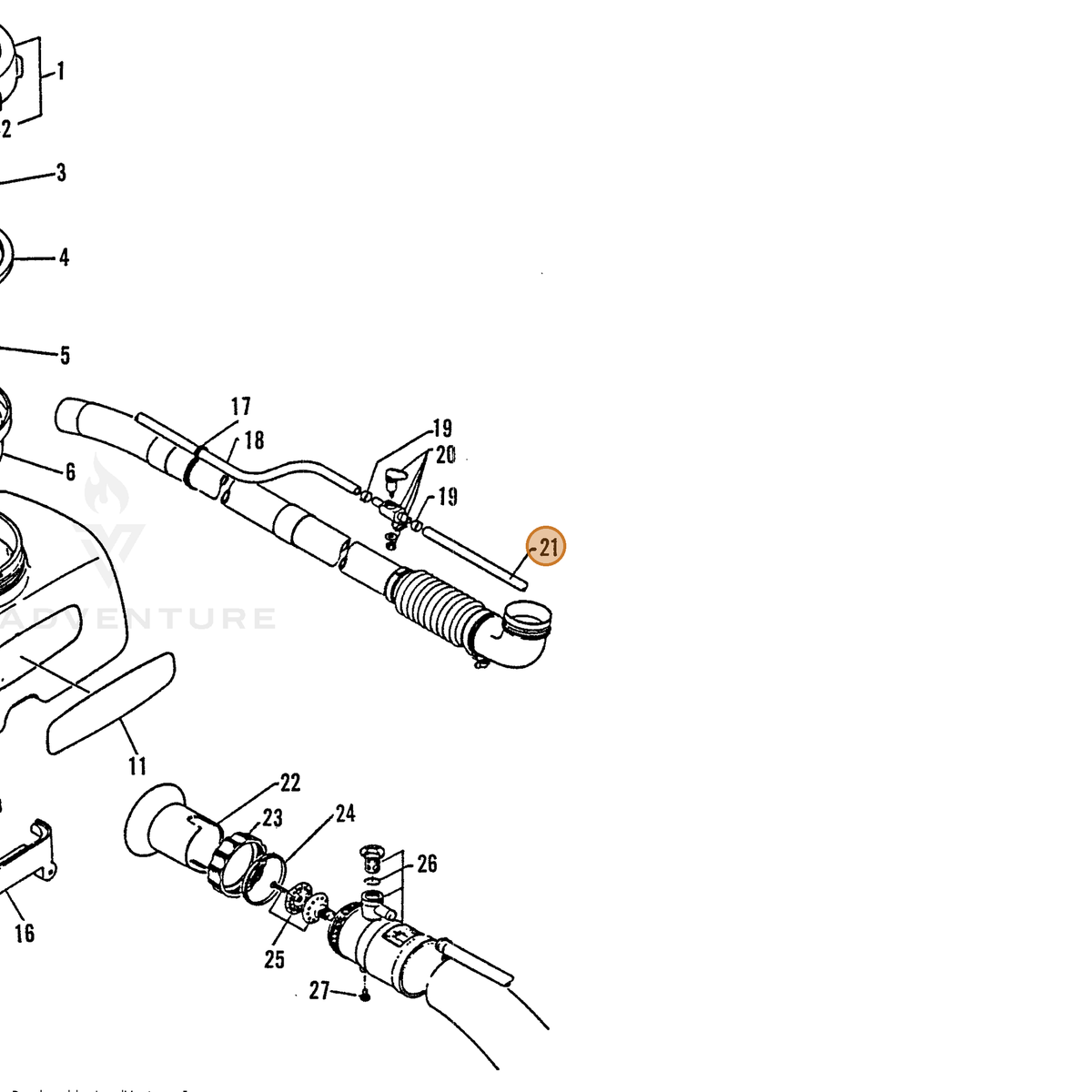 ECHO part 35701203460 — IPL diagram snippet (6x zoom, amber highlight)