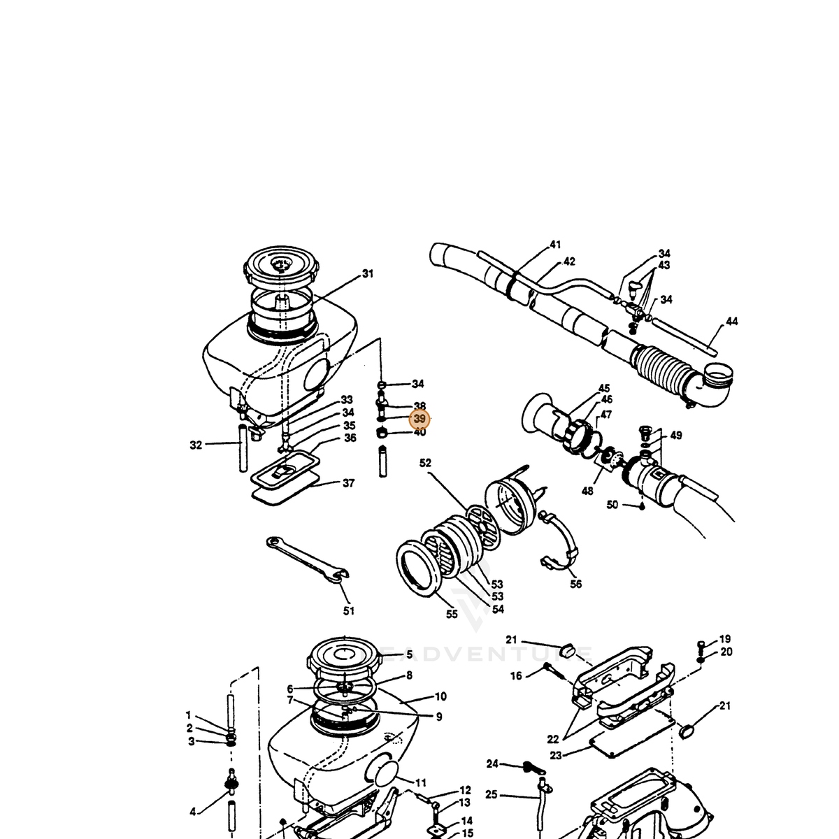 ECHO part 35701401110 — IPL diagram snippet (6x zoom, amber highlight)