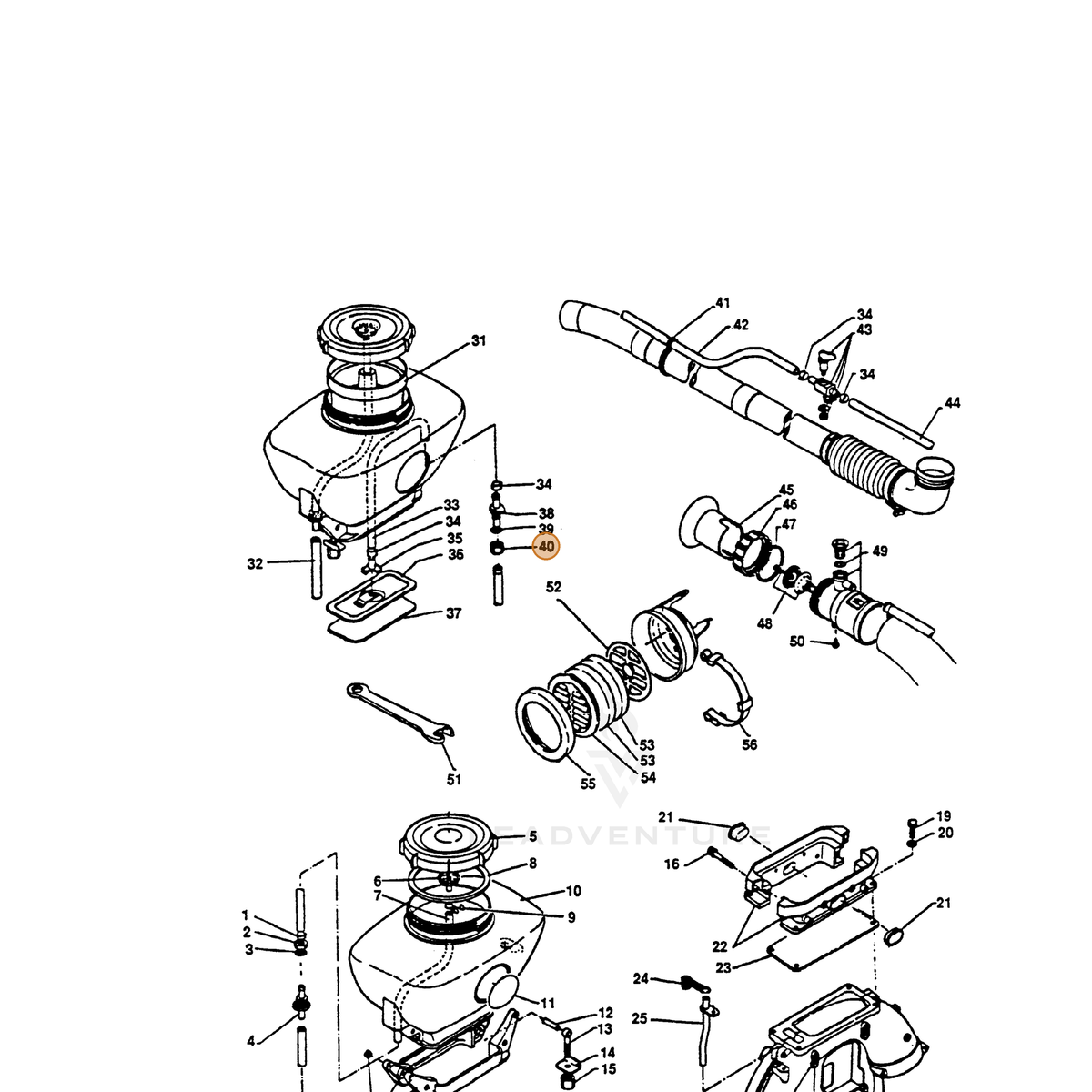 ECHO part 35701501110 — IPL diagram snippet (6x zoom, amber highlight)