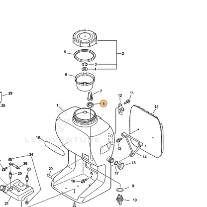 ECHO part 35701512710 — IPL diagram snippet (6x zoom, amber highlight)