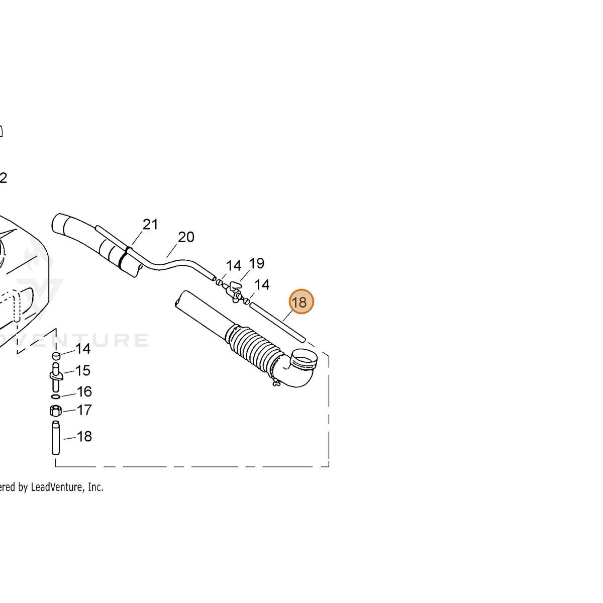 ECHO part 35703201110 — IPL diagram snippet (6x zoom, amber highlight)