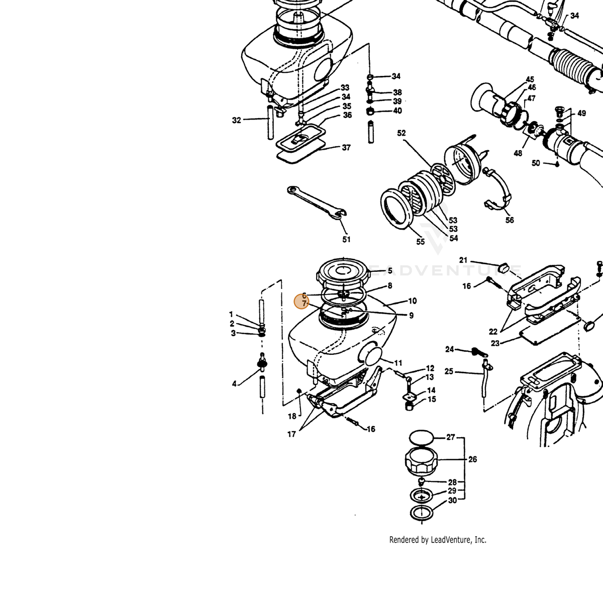 ECHO part 36301400310 — IPL diagram snippet (6x zoom, amber highlight)