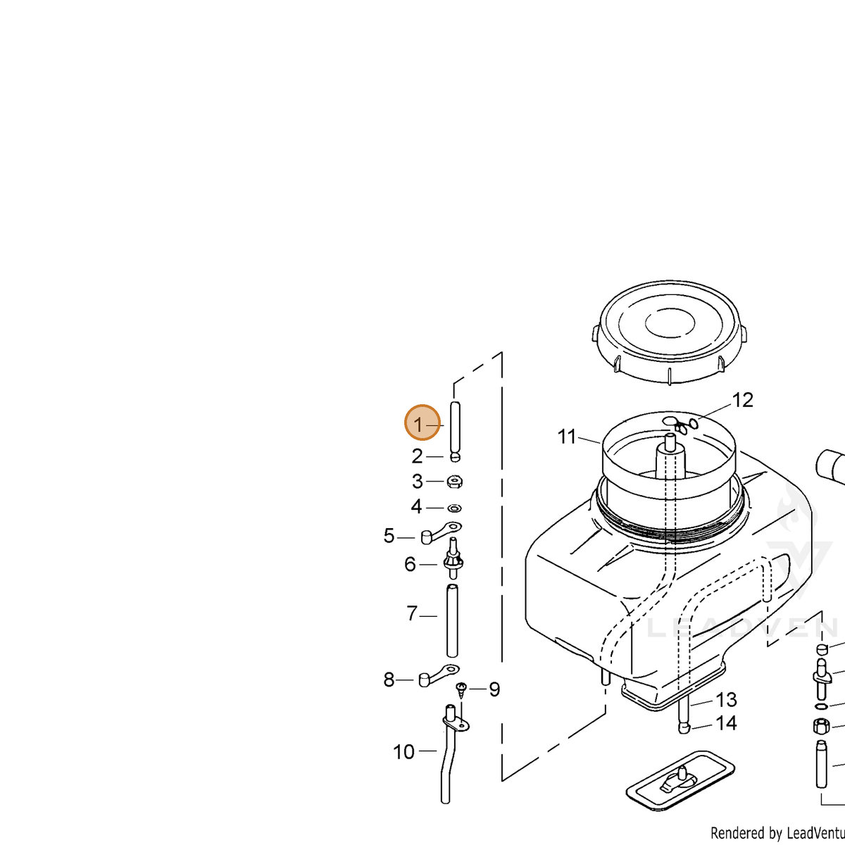 ECHO part 36301403210 — IPL diagram snippet (6x zoom, amber highlight)