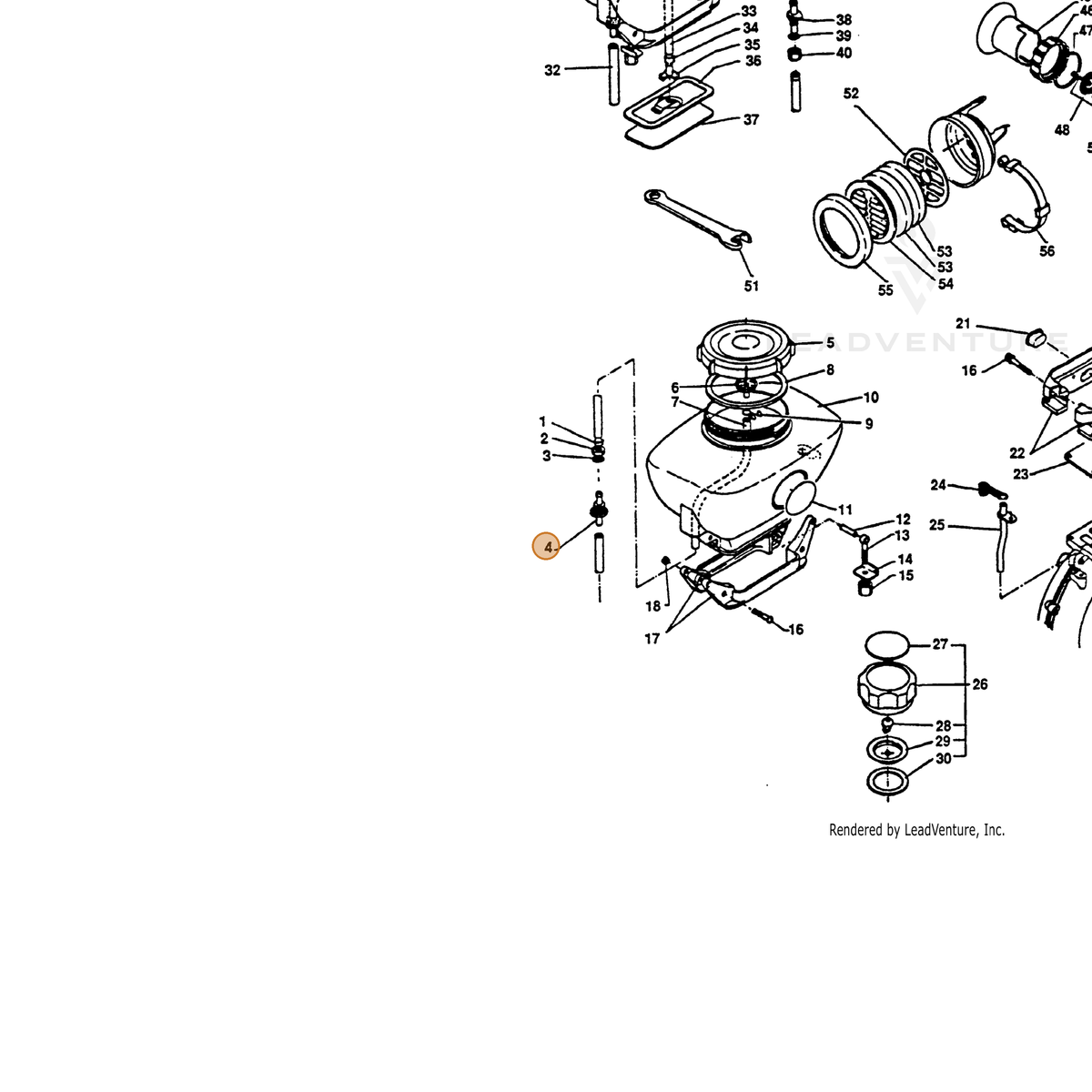 ECHO part 36301700310 — IPL diagram snippet (6x zoom, amber highlight)
