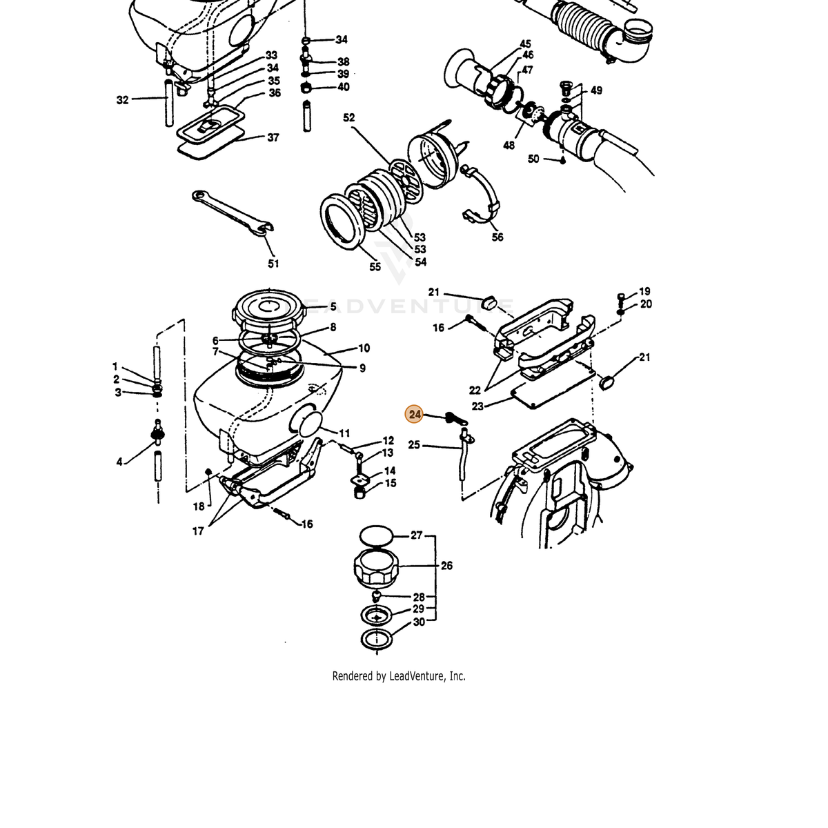 ECHO part 36302101110 — IPL diagram snippet (6x zoom, amber highlight)