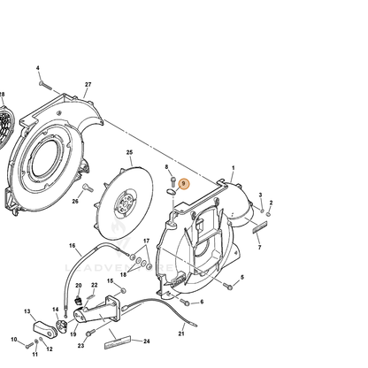 ECHO part 36302903210 — IPL diagram snippet (6x zoom, amber highlight)