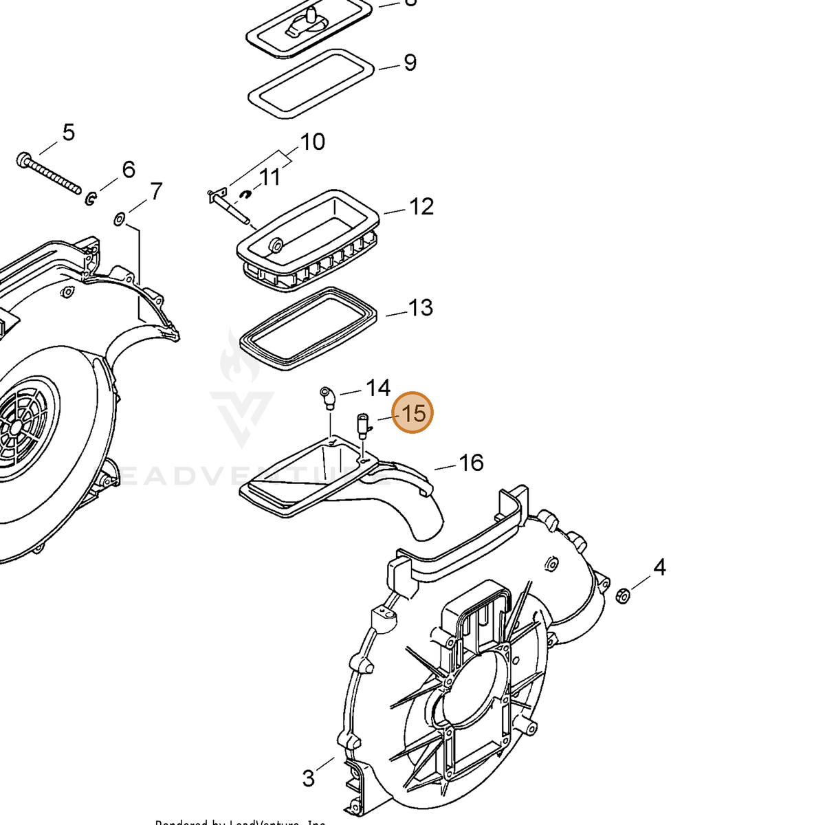 ECHO part 37031606210 — IPL diagram snippet (6x zoom, amber highlight)