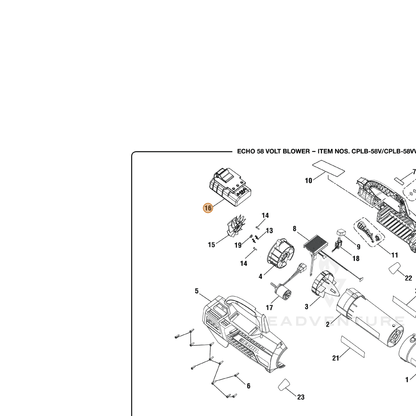 ECHO part 380020001 — IPL diagram snippet (6x zoom, amber highlight)