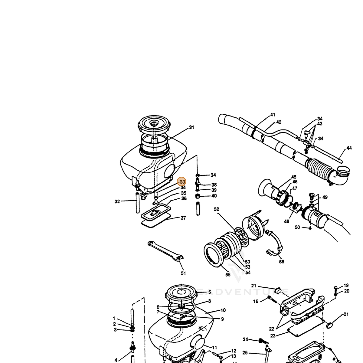 ECHO part 38201101110 — IPL diagram snippet (6x zoom, amber highlight)