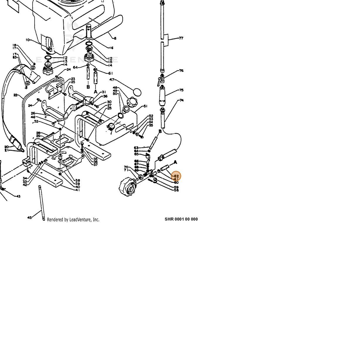 ECHO part 38201210510 — IPL diagram snippet (6x zoom, amber highlight)