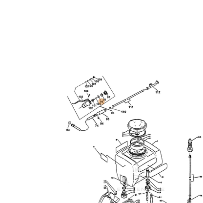 ECHO part 38201410610 — IPL diagram snippet (6x zoom, amber highlight)