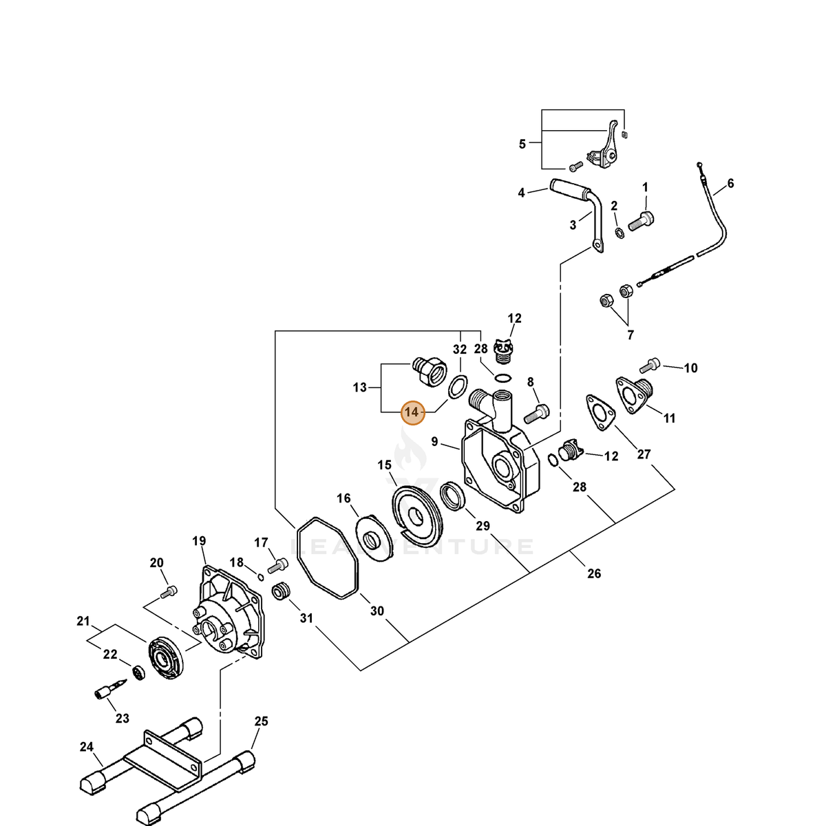 ECHO part 38201412620 — IPL diagram snippet (6x zoom, amber highlight)