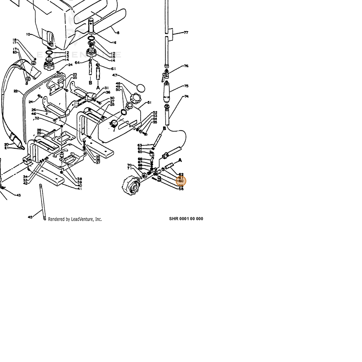 ECHO part 38201510510 — IPL diagram snippet (6x zoom, amber highlight)