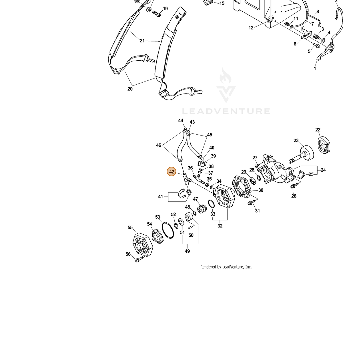 ECHO part 38201511610 — IPL diagram snippet (6x zoom, amber highlight)