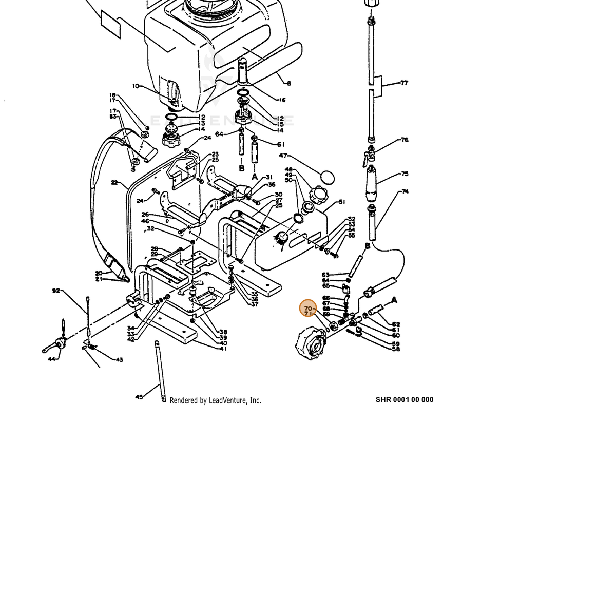 ECHO part 38402910510 — IPL diagram snippet (6x zoom, amber highlight)