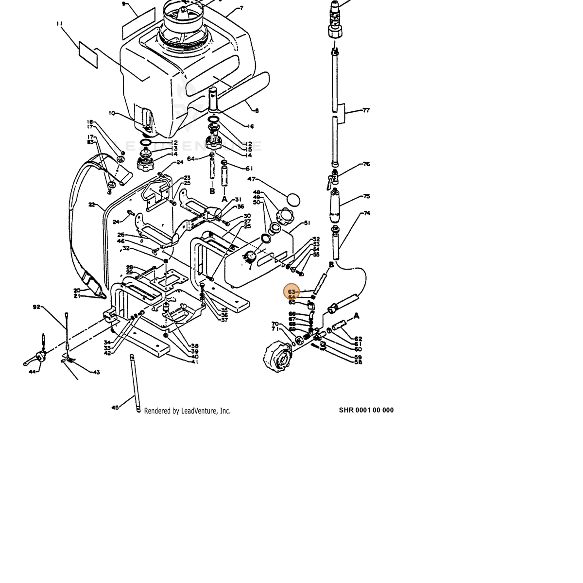 ECHO part 38600010510 — IPL diagram snippet (6x zoom, amber highlight)