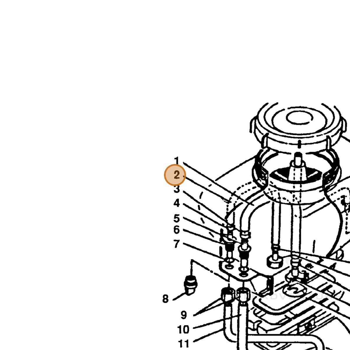ECHO part 38601001110 — IPL diagram snippet (6x zoom, amber highlight)
