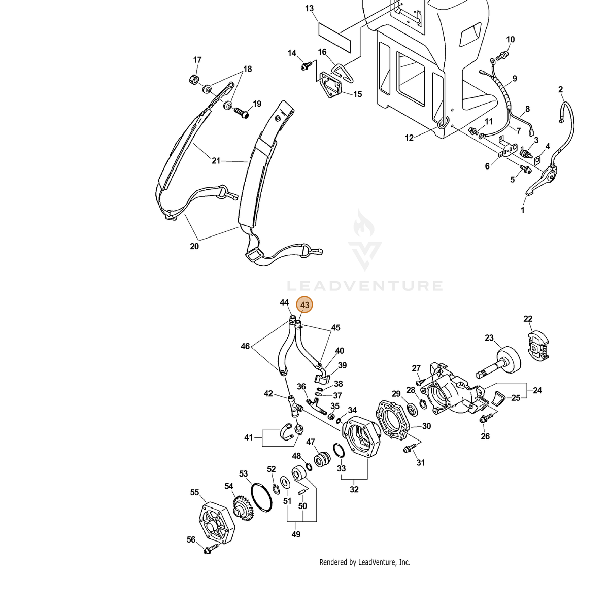 ECHO part 38601012710 — IPL diagram snippet (6x zoom, amber highlight)
