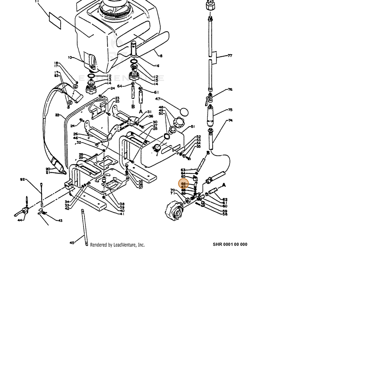 ECHO part 38601210511 — IPL diagram snippet (6x zoom, amber highlight)