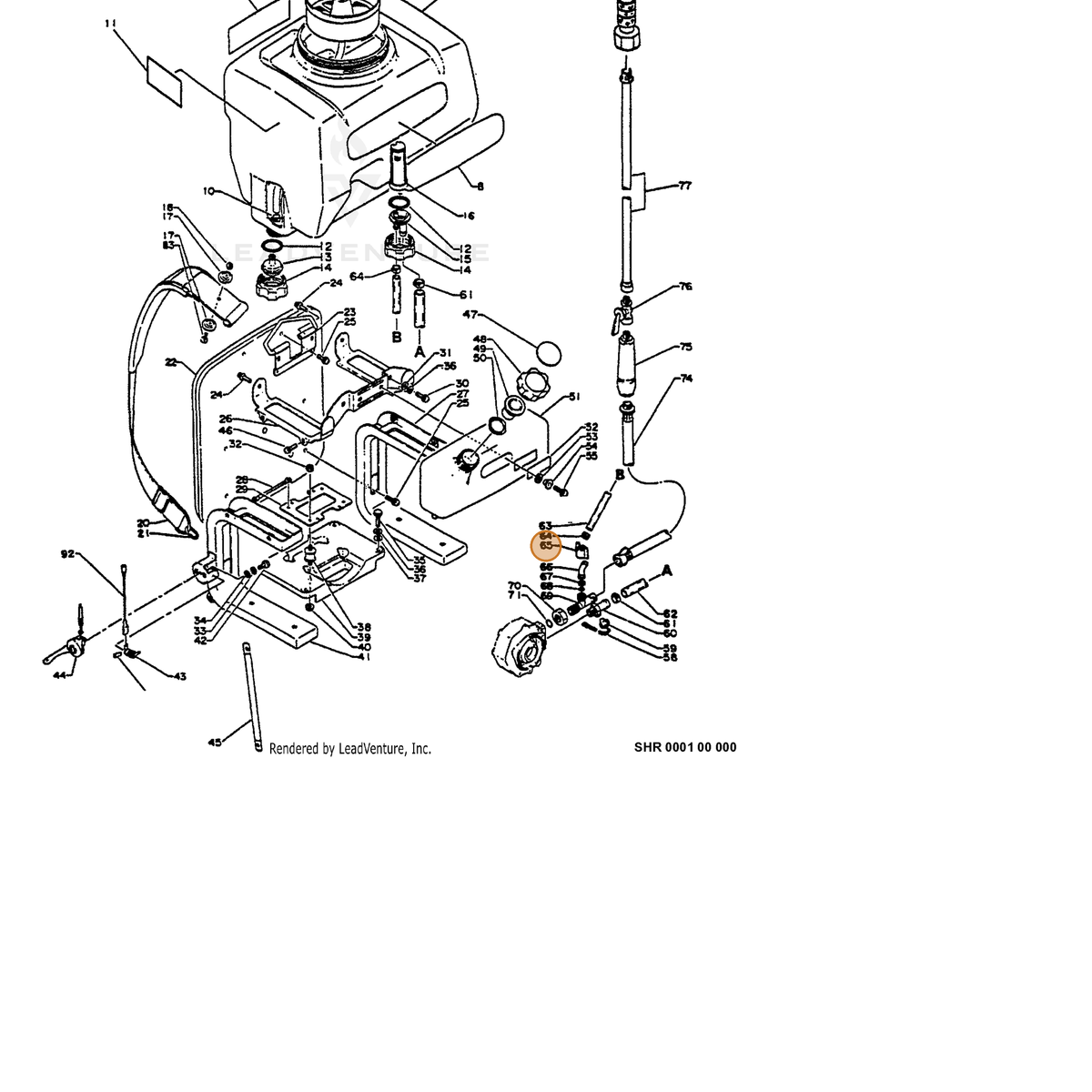 ECHO part 38601510512 — IPL diagram snippet (6x zoom, amber highlight)