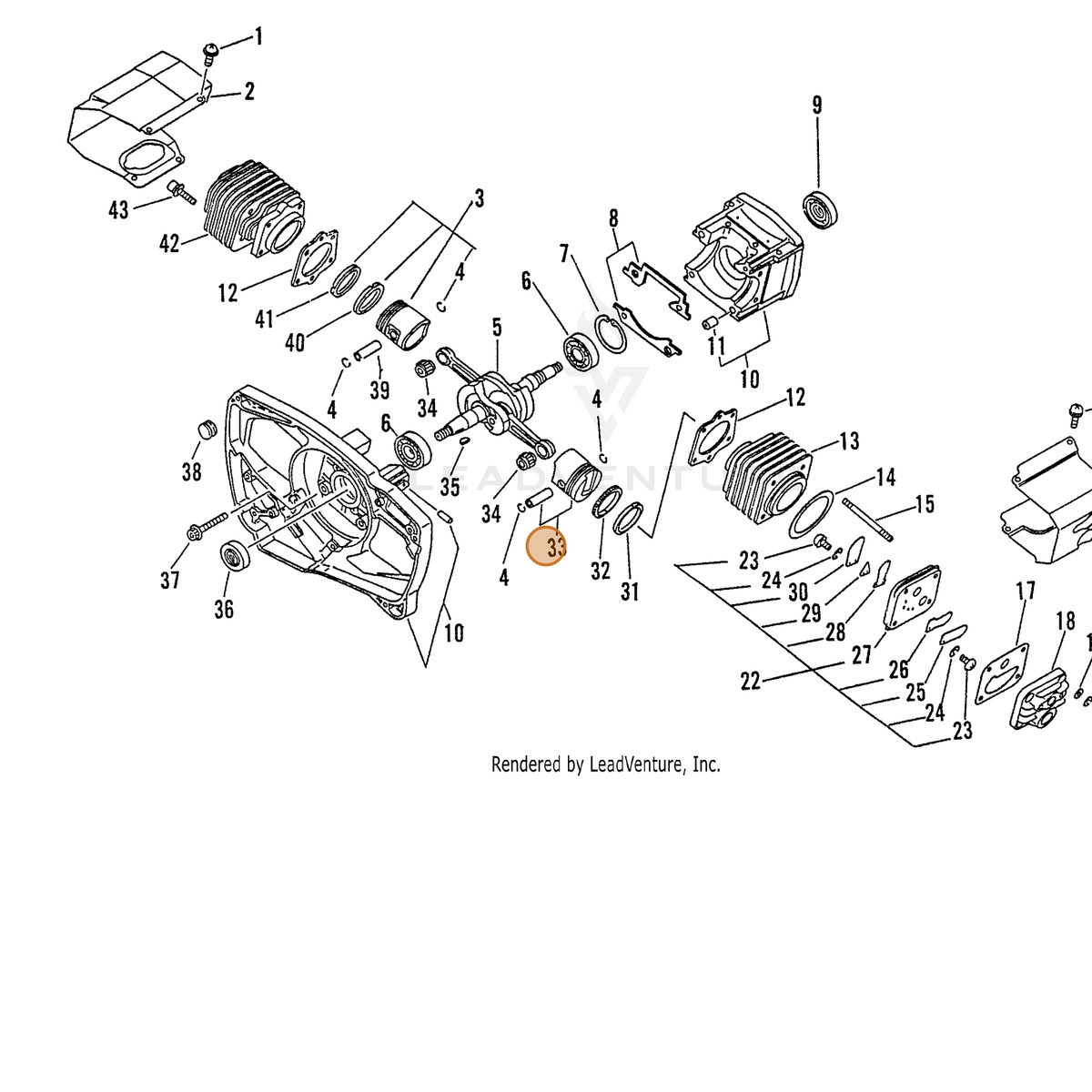 ECHO part 39000310460 — IPL diagram snippet (6x zoom, amber highlight)