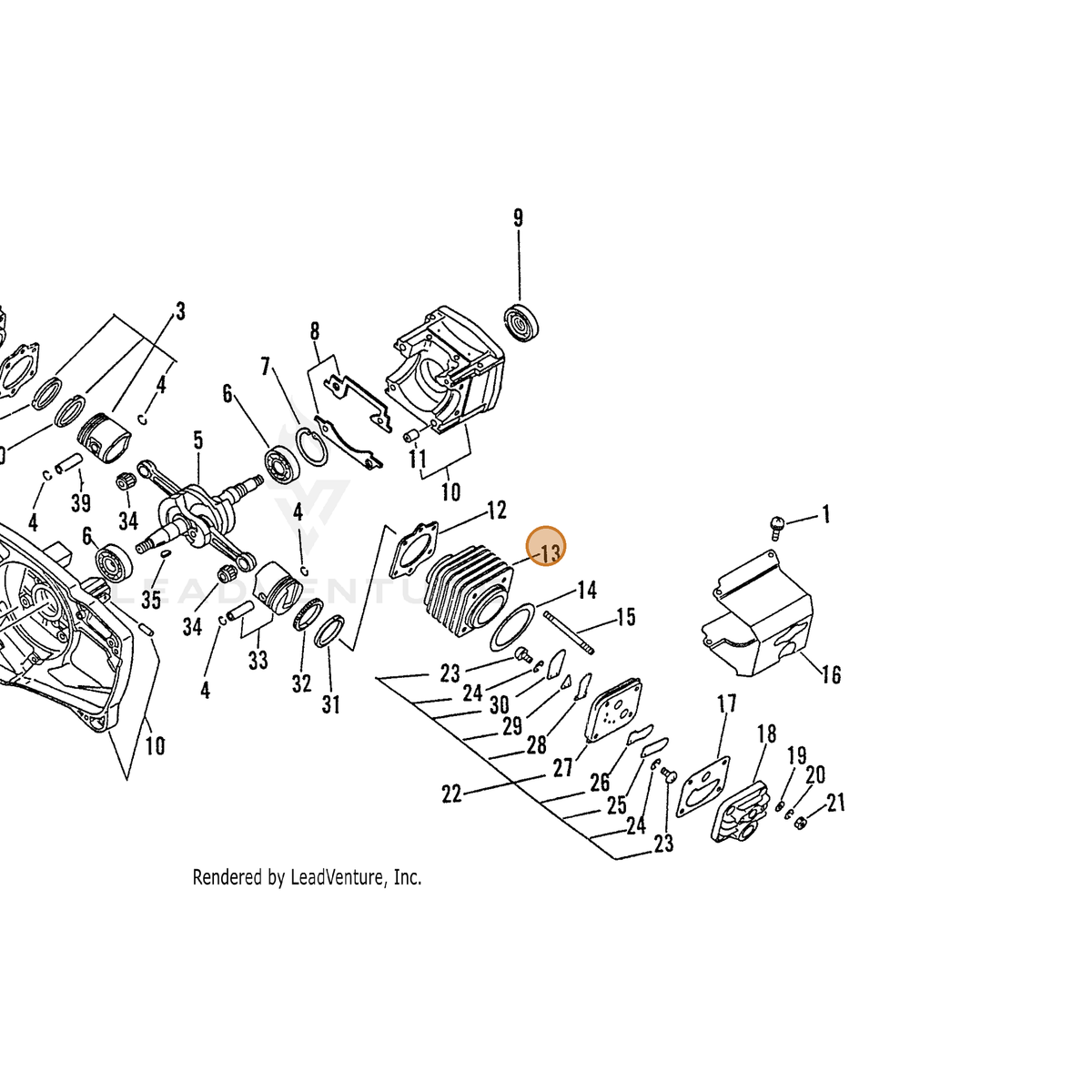 ECHO part 39001210460 — IPL diagram snippet (6x zoom, amber highlight)