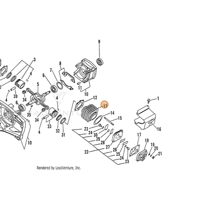 ECHO part 39001210460 — IPL diagram snippet (6x zoom, amber highlight)