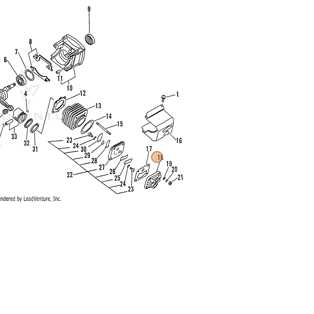 ECHO part 39001410460 — IPL diagram snippet (6x zoom, amber highlight)