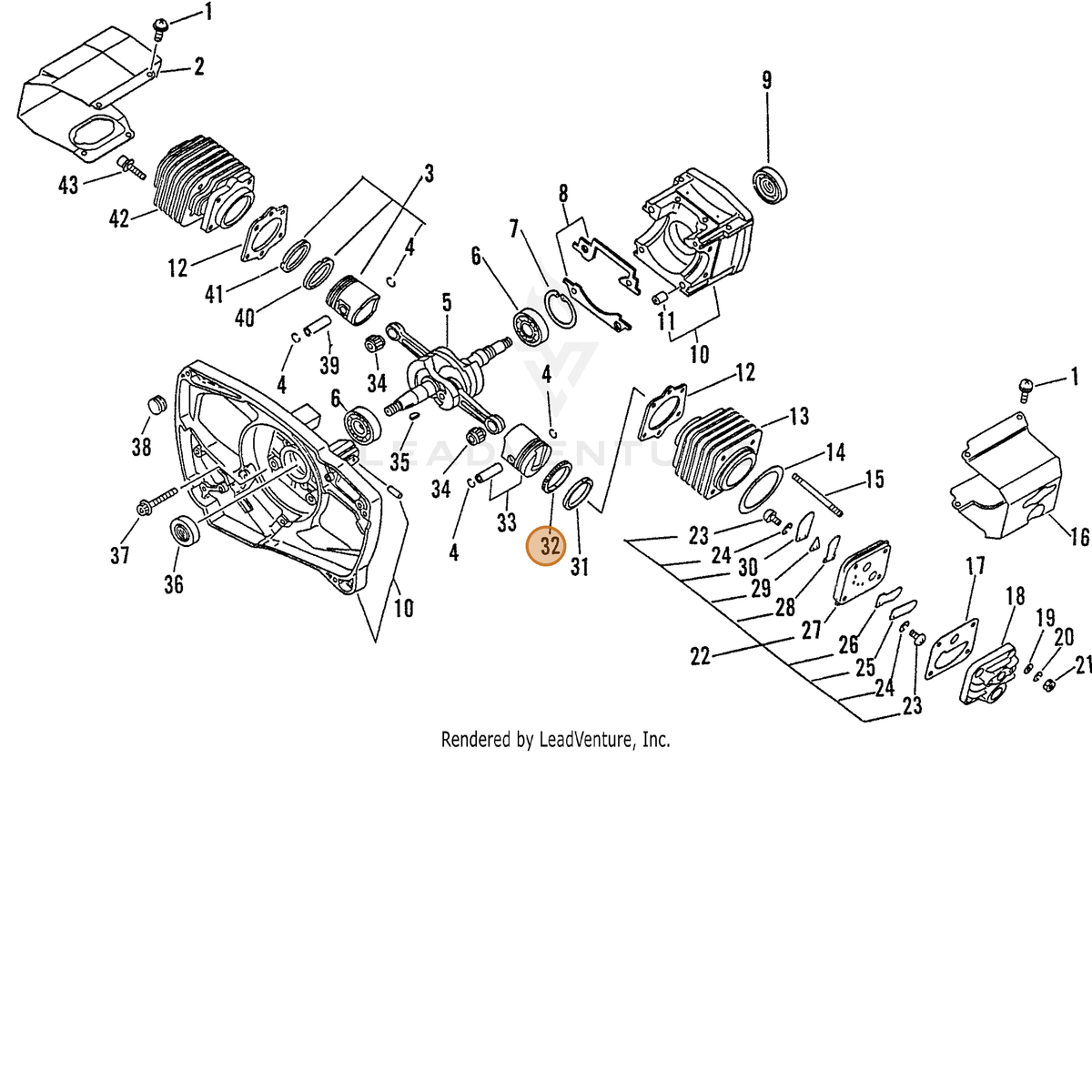 ECHO part 39001710460 — IPL diagram snippet (6x zoom, amber highlight)