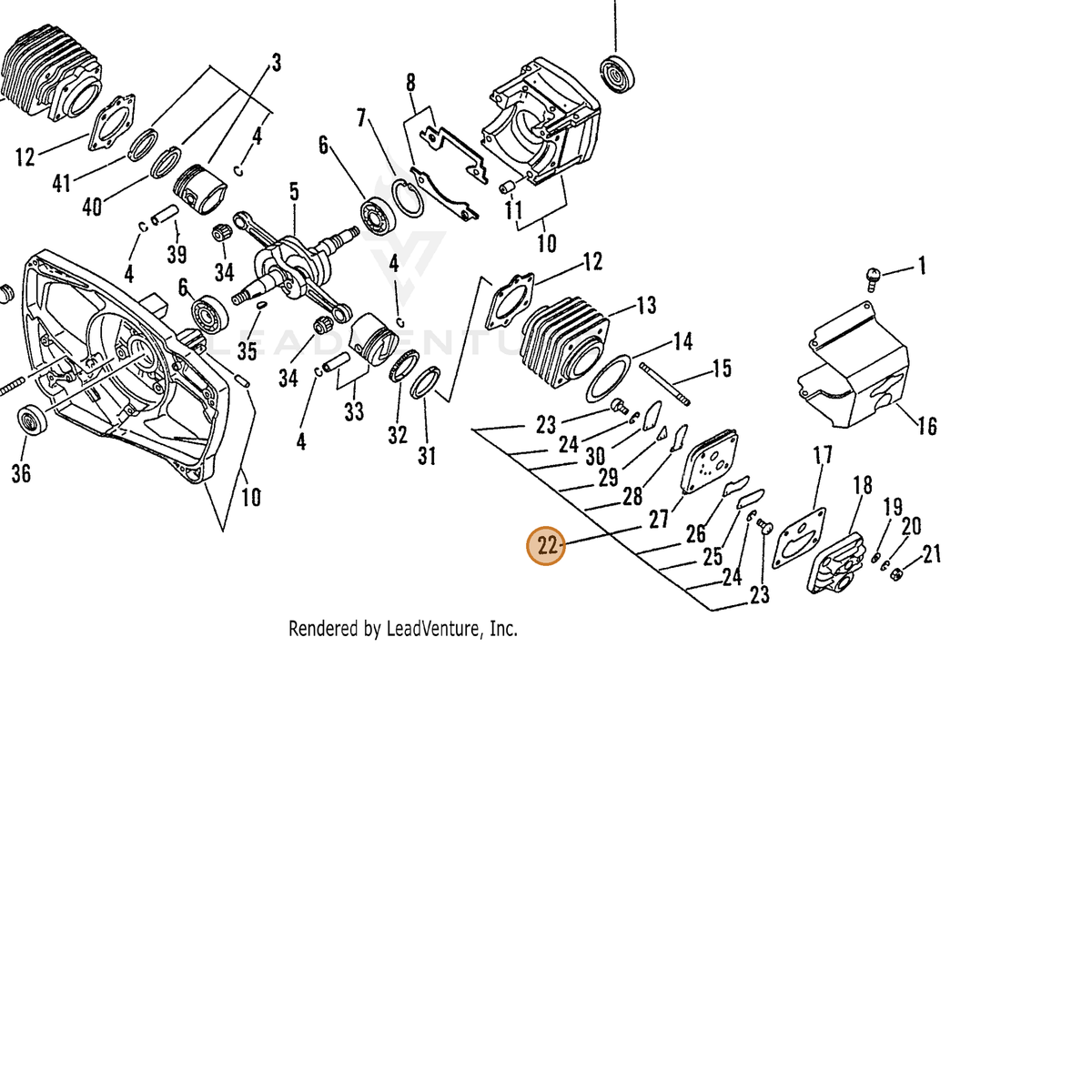 ECHO part 39010010460 — IPL diagram snippet (6x zoom, amber highlight)