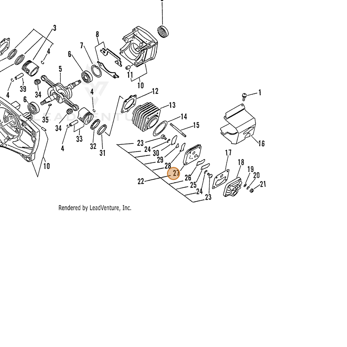 ECHO part 39011010460 — IPL diagram snippet (6x zoom, amber highlight)