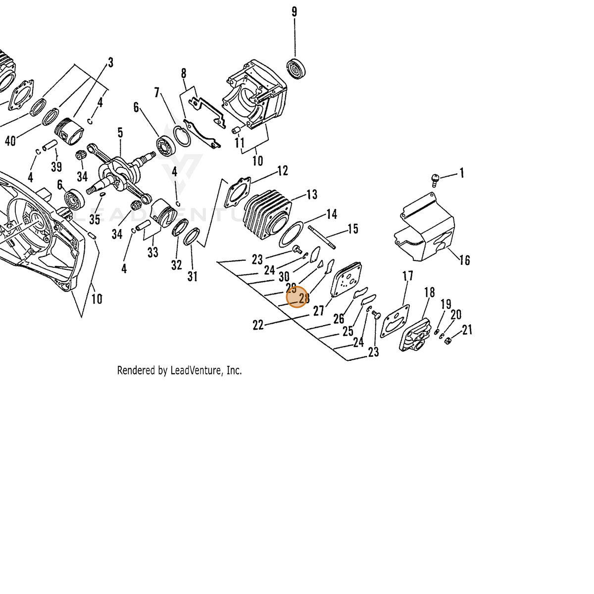 ECHO part 39011210460 — IPL diagram snippet (6x zoom, amber highlight)