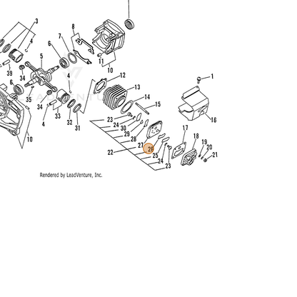 ECHO part 39011510460 — IPL diagram snippet (6x zoom, amber highlight)