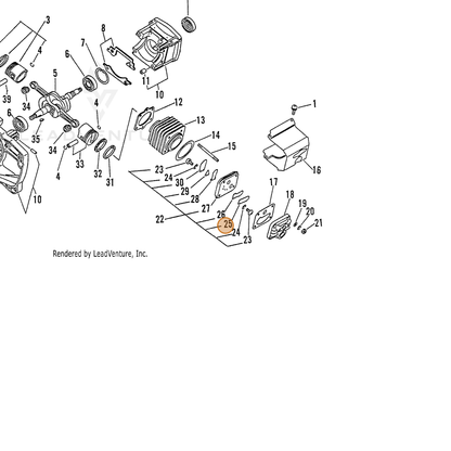 ECHO part 39011610460 — IPL diagram snippet (6x zoom, amber highlight)