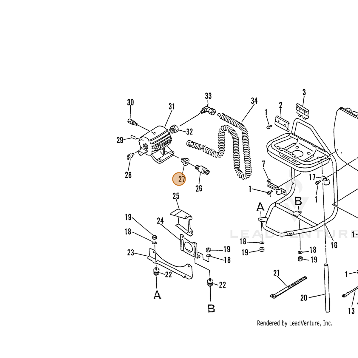 ECHO part 39015610560 — IPL diagram snippet (6x zoom, amber highlight)