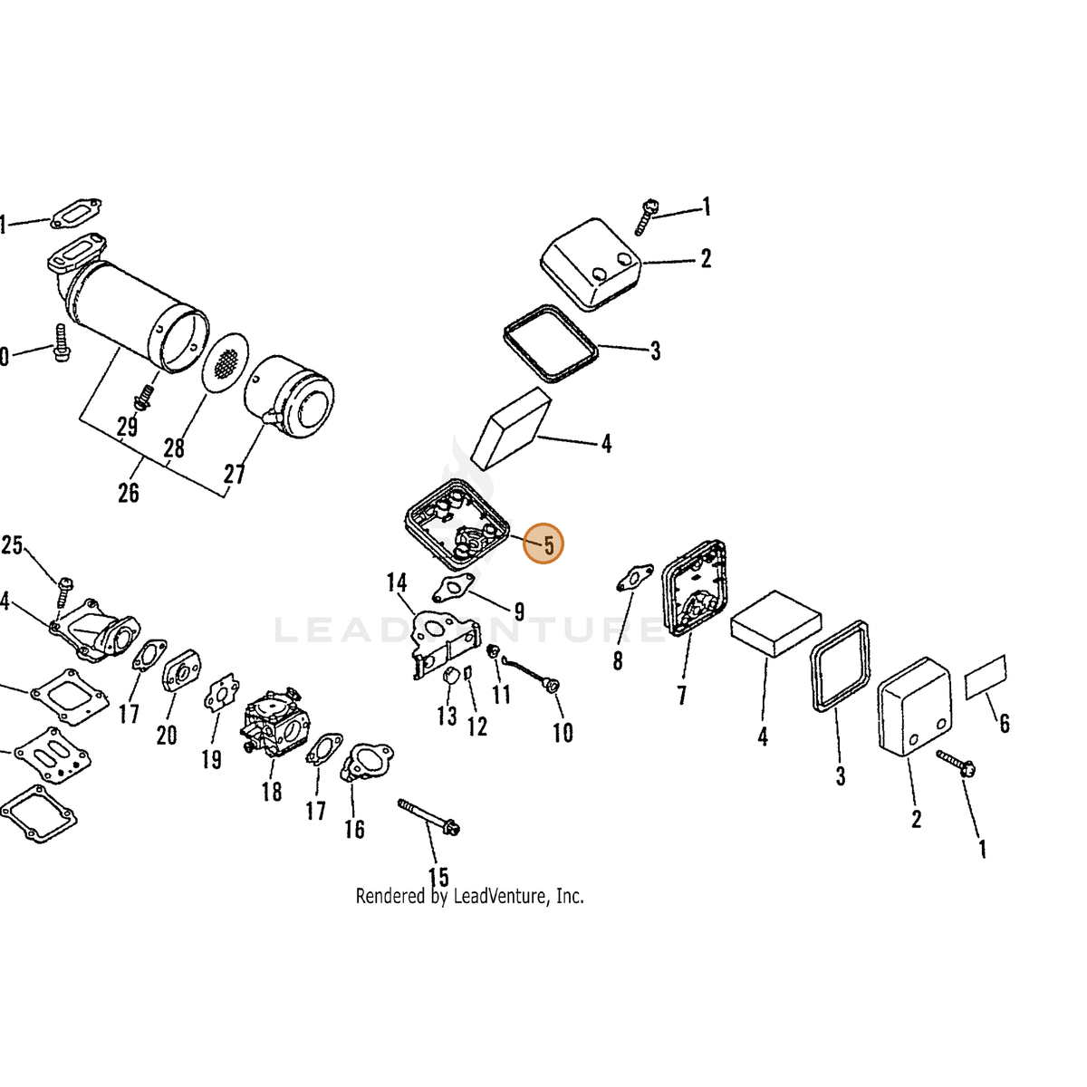 ECHO part 39021010460 — IPL diagram snippet (6x zoom, amber highlight)